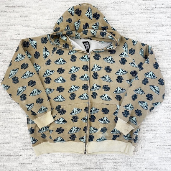 BILLIONAIRE BOYS CLUB Full Zip Men’s XXL Beige Hoodie Diamonds Dollars $$ Japan - Picture 1 of 10